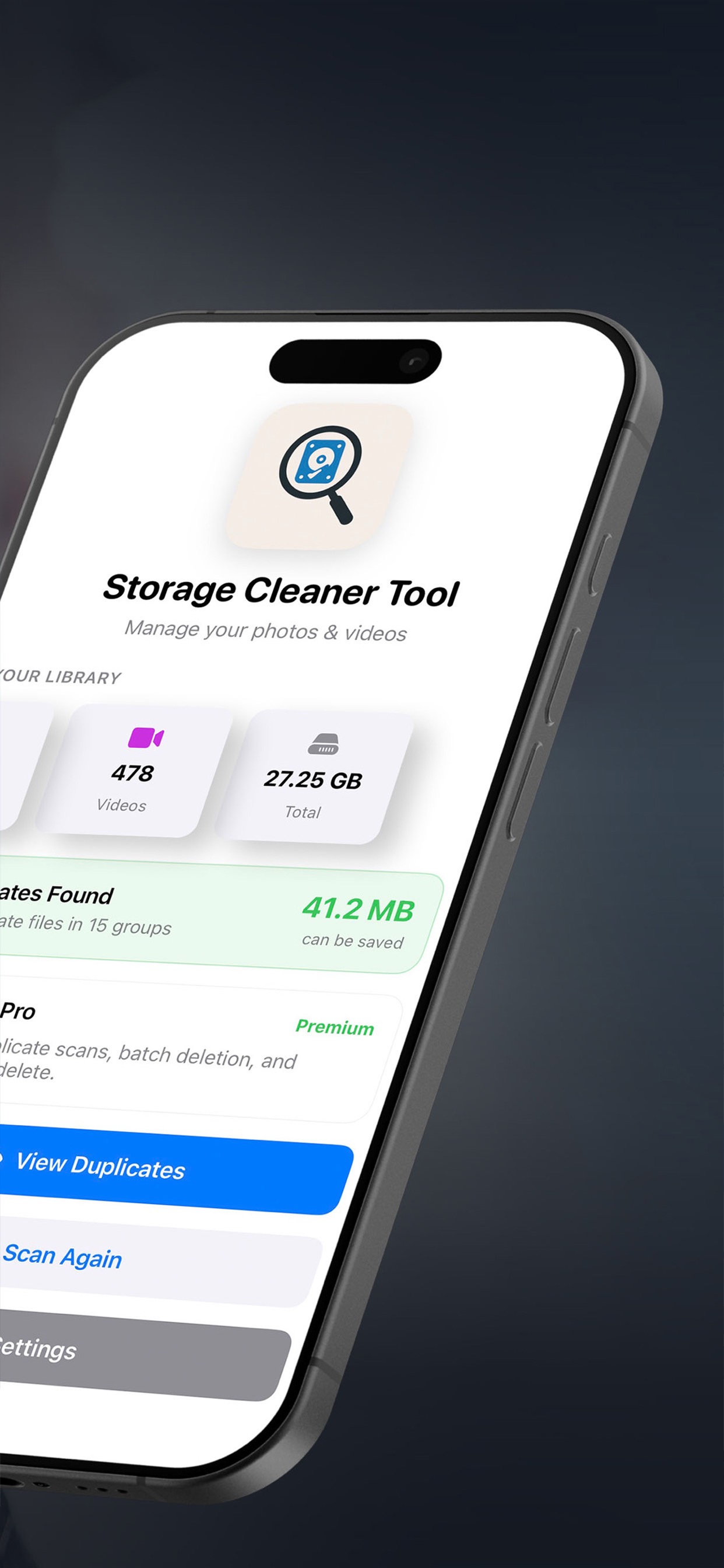 Storage Cleaner Tool on iPhone