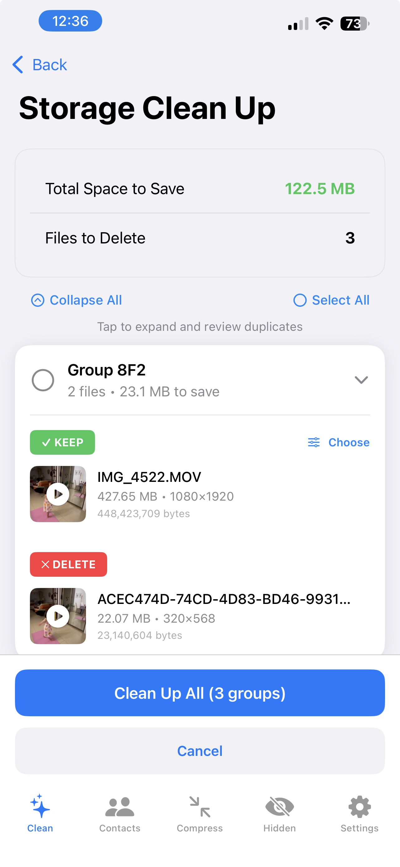 Review duplicate photos and videos